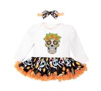 Cokbyavla Pumpkin Lace Halloween Tutu Dress, Halloween Clothes For Kids Baby Girl Fall Winter Dress Ghost Romper Toddler 3T Toddler Cat Costume Tut 12-24 Months