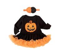 Cokbyavla Pumpkin Lace Halloween Tutu Dress, Halloween Clothes For Kids Baby Girl Fall Winter Dress Ghost Romper Toddler 3T Toddler Cat Costume Tut Infant 6-12 Months
