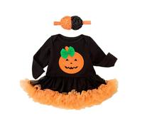 Cokbyavla Pumpkin Lace Halloween Tutu Dress, Halloween Clothes For Kids Baby Girl Fall Winter Dress Ghost Romper Toddler 3T Toddler Cat Costume Tut Infant 0-3 Months
