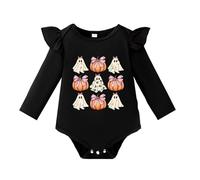 Cokbyavla Pumpkin Long Sleeve Romper Jumpsuit, My First Halloween Baby Newborn Halloween Costume Boy Costume Infant Boy Toddler Skeleton Ghost Romper Baby Todd Toddler, 18-24 Months