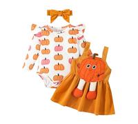 Cokbyavla Pumpkin Printed Halloween Outfits, Baby Girl Halloween Outfits 2T Baby Romper Dress Ghost Costume Toddler With Arms Big Girls Dress Cute Size 8 Black D Infant 3-6 Months