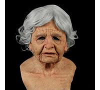 Cokbyavla Realistic Face Mask Silicone Men,Realistic Silicone Mask Face Scary Old Lady Costume For Black Women Alien Mask Silcone (A01, One Size)