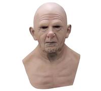 Cokbyavla Realistic Mask For Face, Old Man Mask Black Massacre Grandpa Realistic Halloween Scary Three Face Headgear Scary Head Costume Adult