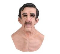Cokbyavla Realistic Mask For Face, Old Man Mask Black Massacre Grandpa Realistic Halloween Scary Three Face Headgear Scary Head Costume Adult