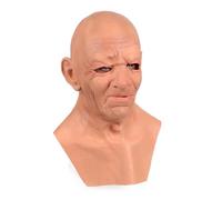 Cokbyavla Realistic Masks Real Flesh, Old Man Mask Realistic Black Funny Masks For Dogs Halloween Man Mask Old Lady Open Mouth Adult Black Head Costume