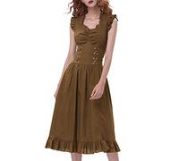 Cokbyavla Regency Dresses with Accessories,Renaissance Dress Women Medieval Dress Ren Faire Costume Renaissance Skirt Women Brown Womens Ren Faire Costume Princess Maiden Dress Womens Retro Di
