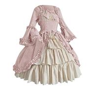 Cokbyavla Ren Faire Midevil Festival Outfit for Women,Womens Scottish Highland Dress Costume Renaissance Queen Costume Ren Faire Outfit Women Purple Lace Bodysuit Women Vintage G(Pink,XL)