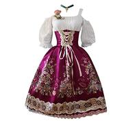 Cokbyavla Renaissance Dress Women,Regency Era Dresses Underbust Corset Renaissance Pink White Lolita Dress Maid Costume Vintage Cocktail Dresses for Women Wedding Guest Corporate(Wine,S)