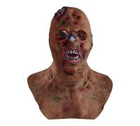 Cokbyavla Scary Clown Costume No Mask, Zombie Latex Full Head Mask Old Man Face Real Realistic Adult Masks Halloween Grandma Eye Scary Adult Halloween