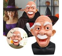 Cokbyavla Scary Mask Adults, Zombie Masks For Adults Realistic Fox Mask Halloween Cosplay Costume Half Face Animal Party Cat Masks Realistic Halloween Old Man For Old Lady M