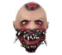 Cokbyavla Scary Mask Animal, Halloween Latex Zombie Mask White Drama Face Halloween Kids Realistic Rorsrshach Adult Masks Grandpa Costume Wig Scary Pumpkin Head