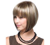 Cokbyavla Short Curly Lace Front Wigs Hair Wig Natural Straight Full Gold Short Synthetic Party Girl Fashion Wig wig Baby Hair Bows (Multicolor, One Size)