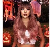 Cokbyavla Short Hair Wigs for Women European And Style Wig Black On The Top Of The Head Gradient Pink Long Curly Hair Cute And Cosplay 71cm/28in Wrap Scarf for Women (Pink, One Size)
