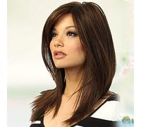 Cokbyavla Short Human Curly Wigs for Women Synthetic Girl Wig Long Hair Straight Party Full Natural Brown Fashion Wig wig Hair Blow Dryer Brush (Brown, One Size)