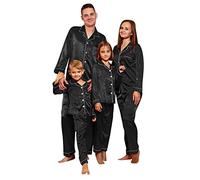 Cokbyavla Silk Satin Button Down Shirt and Pants,Family Pajamas Christmas Toddler And Baby Matching Christmas Pajamas Matching Christmas Pajamas Plus Size Dog S(Black,7-8 Years)