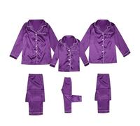 Cokbyavla Silk Satin Long Sleeve Pj Set Sleepwear,Family Holiday Pajamas Matching Sets Matching Christmas Pajamas Kids Halloween Matching Pajamas Couple Pink Si(Purple,7-8 Years)