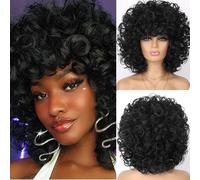 Cokbyavla Silky Hair African Women's Wig Black African Small Curly Short Hair Fiber Head Cover Curly Afro Wigs For Black Women Short Curly Wig With Curls Curly Instant Shampoo - in Just 5 (Black, One