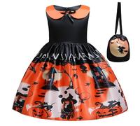 Cokbyavla Skeleton Skull Romper, Girls Halloween Dress Size 14-16 Baby Girl Gold Dress Toddler Girls Size 3-4T Ghost Outfit Little Girl For Church Black And White Cat Cos(54Orange,4-5 Years)