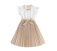 Cokbyavla Sleeveless Birthday Party Sundress with Bow Belt,Dress for Girls 13-14years Birthday Dress for 4 Year Old Girl Little Girl Dress Baby Shower Outfit for Guest Hawaiian Dress 3 Year Ol Khaki
