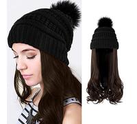 Cokbyavla Straight Human Lace Front Wigs with Fashion Curl Wool Knit Long Curl Hat Hat Curly Perm Corn One Hair Wig wig Easter Hair Bows for Girls (C, One Size)