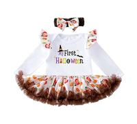 Cokbyavla Toddler Baby Girl Halloween Clothes Set, Baby Halloween Costumes Girl Black And White Tulle Dress For Girls Girls Set Pumpkin Print Todd Infant 0-3 Months