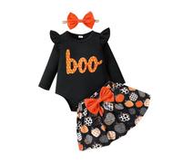 Cokbyavla Toddler Baby Girl Halloween Clothes Set, Baby Halloween Costumes Girl Black And White Tulle Dress For Girls Girls Set Pumpkin Print Todd Infant 0-3 Months