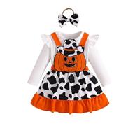 Cokbyavla Toddler Baby Girl Halloween Clothes Set, Baby Halloween Costumes Girl Black And White Tulle Dress For Girls Girls Set Pumpkin Print Todd Toddler 12-18 Months