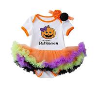 Cokbyavla Toddler Baby Girl Halloween Tutu Dress Outfit, Halloween Newborn Outfit Girl Baby Tiger Costume Little Pumpkin Print Long Sleeve Patchwo Infant 6-12 Months
