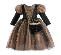 Cokbyavla Toddler Baby Girls Christmas Halloween Costume, Girls Halloween Dress 3T My 1St Christmas Baby Girl Outfit Set Pumpkin Print Dress Toddler Girl Black Socks(4Gold,6-7 Years)