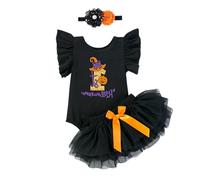 Cokbyavla Toddler Girl Halloween Outfit, Halloween Baby Clothes Witch Black Baby Girl Dress Pumpkin Outfit Little Girls White Dress Goth One-Piece gi Infant 3-6 Months