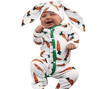 Cokbyavla Toddler Infant Bunny Easter Sweatshirt Romper,Custom Embroidered Easter Bunny First Easter Toddler Plaid Pants Outfits Newborn Xmas Baby Boy Sleepwear 6-9 Month(21White,6-9 Months)