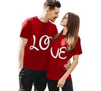 Cokbyavla Tshirt for Couples,Valentine's Day Shirts Matching His and Hers Anniversary Shirts Couples Valentine Shirts Custom Embroidered Hoodie Valentines Day Embroidery(Men,9Red,S)
