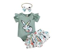 Cokbyavla Unisex Newborn Easter Bunny Embroidery Smocked Bubble Romper,My First Christmas 12-18 Month Easter Outfit Boy Fancy Newborn Girl Outfits 3-6 Month Sleepwear Boy(23Green,3-6 Months)