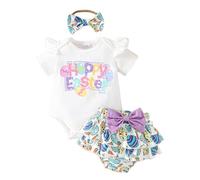 Cokbyavla Unisex Newborn Easter Bunny Print Romper Bodysuit,Baby 'S First Easter Outfit Baby Girls Bunny Outfits Newborn Girl Clothes Fall Sleep And Play 3-6 Months Baby(64White,0-3 Months)