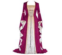 Cokbyavla Victorian Dress,Regency Style Dress for Women Steam Punk Dress Peasant Dress for Women Cotton Tavern Maiden Costume Women Plus Size Vintage Gothic Sleeveless Dress Goth(Red,5XL)