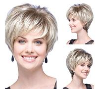 Cokbyavla White Natural Wavy Wigs Curly Women Short Rose Wig Synthetic Gradient Net wig Banana Hair Clip (white, One Size)