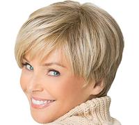Cokbyavla Wig Front Wigs Short Straight Synthetic Hair Full Wigs For Women Natural Looking Heat Wrap Scarf for Women (Beige, One Size)