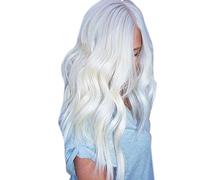 Cokbyavla Wig Hair Heat White Wavy Wig Full Long Front Women Synthetic Natural Curly wig Hair Removal Strips (white, One Size)