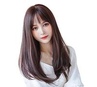 Cokbyavla Wig Lace Front for Women Short Full Female Straight Round Long Hair Hair HeadgearWig Face Natural wig Sleek Hair Brush (Coffee, One Size)