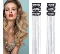 Cokbyavla Wig Straight Lace Front Metal Ribbon Clip Gold Hair Colorful Hair Extension Wig One Card Natural Hair Gel (Silver, One Size)