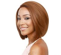 Cokbyavla Wigs for Women Lace Front Synthetic Hair Women's Short Hair Trimming Medium Length Straight Hair Side Split Bangs Pear Head Brown Gold Electric Curlers for Fine Hair (Brown, One Size)