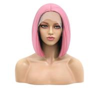 Cokbyavla Wigs for Women Lace Front White Wig Short Bob Wigs For Women 12Inch Heat Resisting Middle Part Straight Synthetic Costume Halloween Cosplay Wig Rag Curlers for Long Hair (Pink, One Size)
