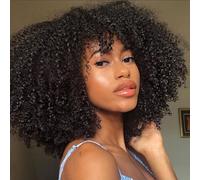 Cokbyavla Wigs Long European And Afro African Small Curly Wig For Women Black Short Curly Hair Wigs Fiber Headgear Hair for Buns (Black, One Size)