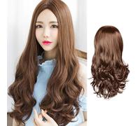 Cokbyavla Women Hair Products Long Curly Lace Wig Natural Long Wig Synthetic Light Brown Middle Parting Wavy Hair Women Wig 65cm Wig Shavers for Men Hair (Brown, One Size)