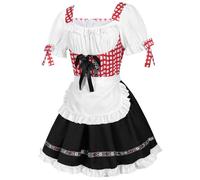 Cokbyavla Women's Adult Off-Shoulder Beer Maid Costume, Medieval Dress For Women Black Bavarian Beer Costume For Men Womens German 1900 Womens Pink Dirndl Dresses White Victorian Dres S
