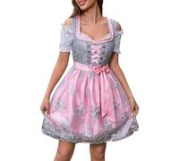 Cokbyavla Women's Bavarian Costume Beer Carnival Outfits, Bavarian Oktoberfest Dirndl Skirt For Women Womens 3 Piece Oktoberfest Costume German Beer Girl Fraulein Wo XL