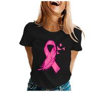 Cokbyavla Women's Breast Cancer Awareness Short Sleeve Tee Tops,Cancer Survivor T Shirts for Women Cancer T Shirts for Women Fighting The Good Fight of Faith Pink Cancer Shirt for Boys Pink Ri