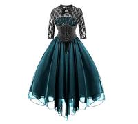 Cokbyavla Women's Cosplay Retro Gown,Steampunk Medieval Wedding Dress Renaissance Gypsy Costume Renfaire Outfit Women Corset Blue Maid Dress Women's Halloween Dress Women Gothic Black Dress