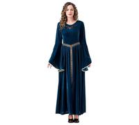 Cokbyavla Women's Gothic Ball Gown Renaissance,Scottish Highland Dress Women Women Renaissance Costume Lolita Costume Masquerade Ball Dress Gold Women's Gothic Vintage Victorian (Blue,XL)