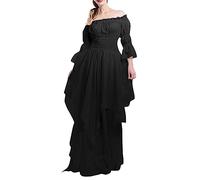 Cokbyavla Women's Lace Swing Cocktail Dress,Mushroom Medieval Costume Plus Size Renaissance Dress 3X Gothic Lolita Dress Milkmaid Dresses Wedding Dress Halloween Costume Womens F Black